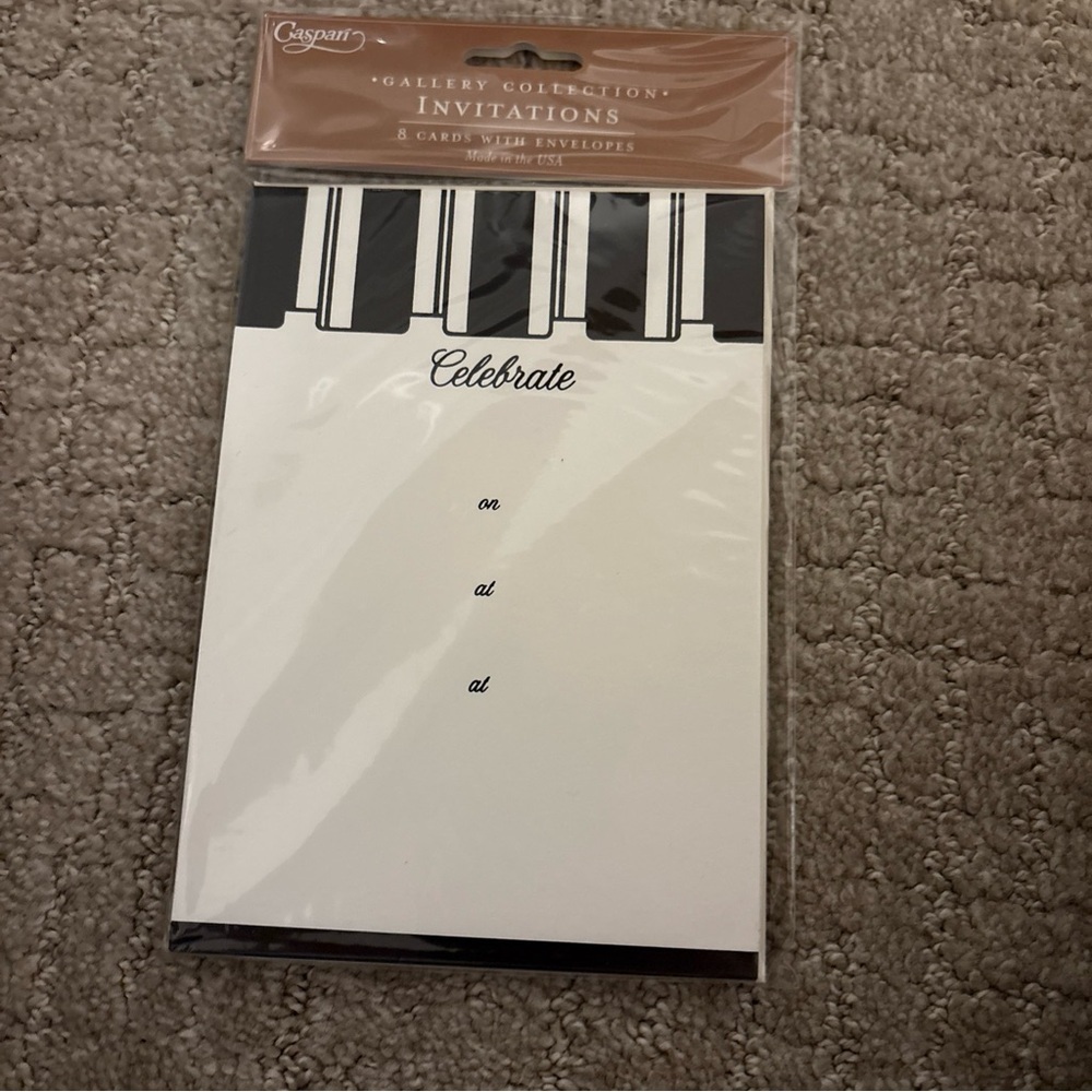Caspari Gallery Collection Invitations 8 Cards W Envelopes Awning Stripe